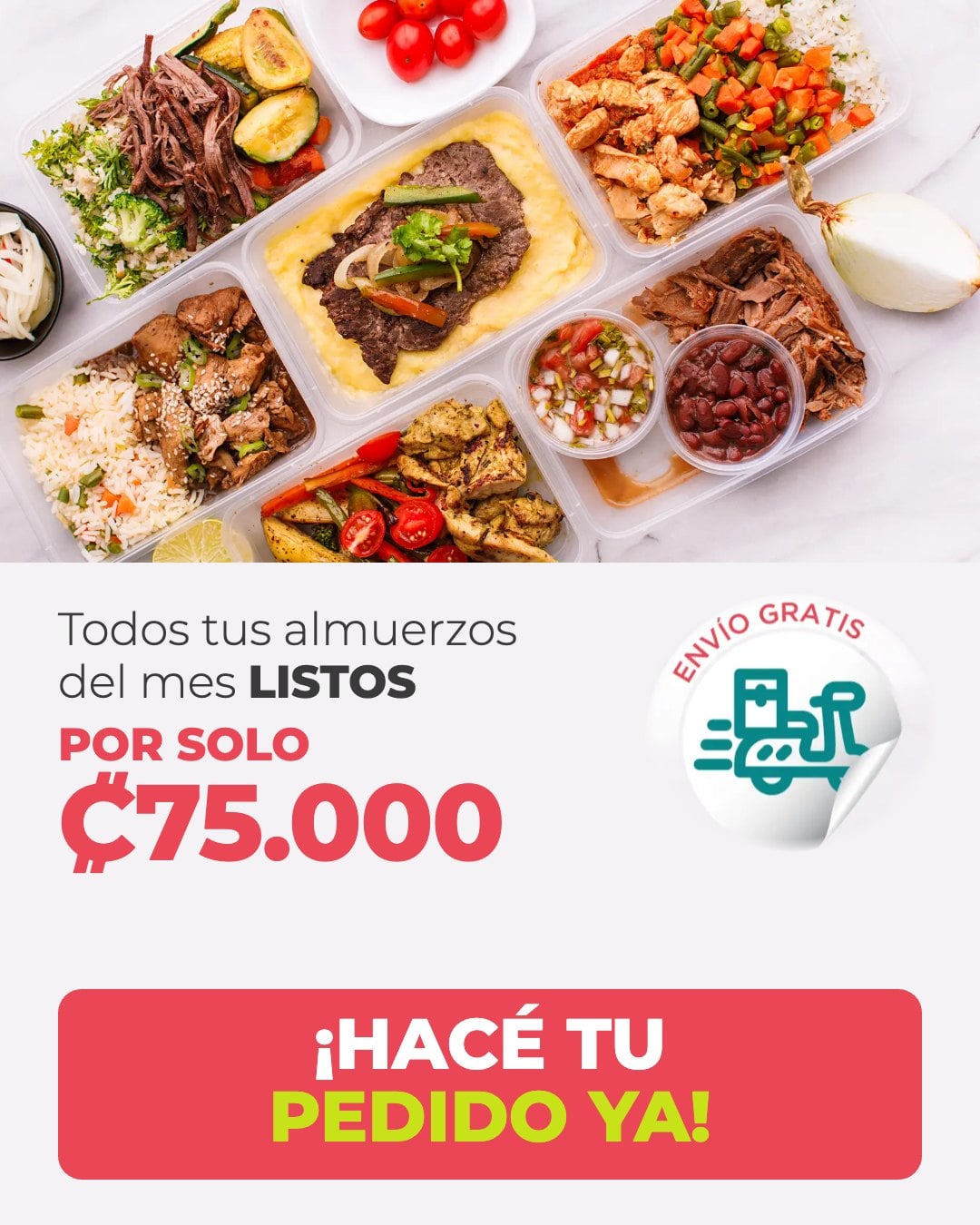 Todos tus almuerzos del mes listos, con envío gratis