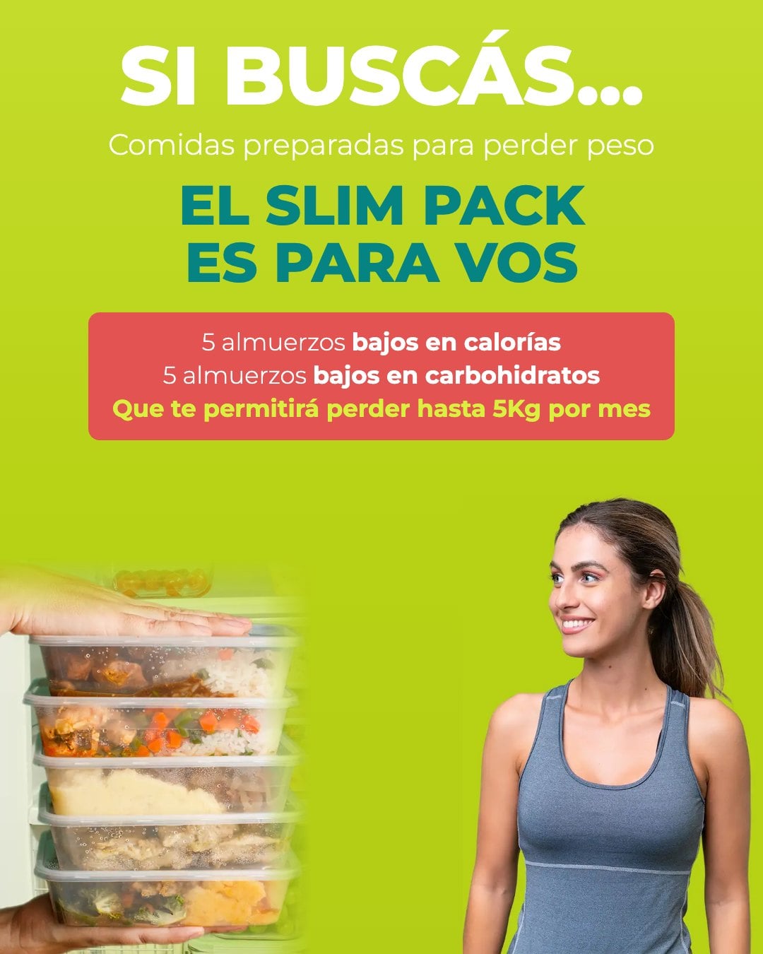 Slim Pack: comidas preparadas bajas en calorías y en carbohidratos para perder peso